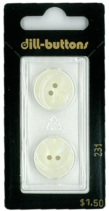 Button - 0231 - 18 mm - White - by Dill Buttons of America