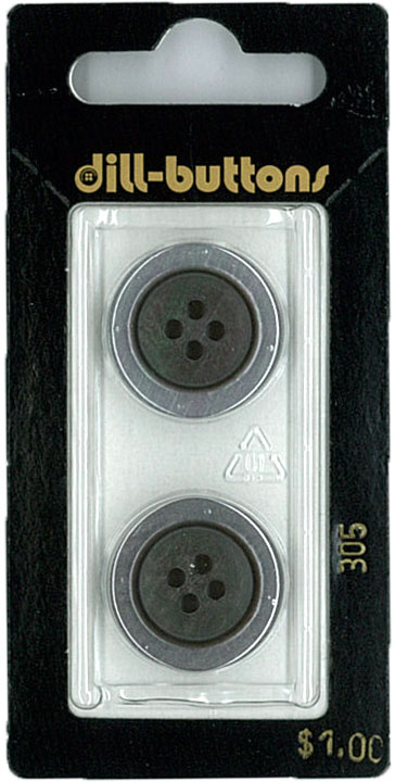 Button - 0305 - 20 mm - Grey - by Dill Buttons of America