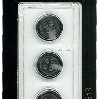 Button - 0313 - 13 mm - Black and Grey - by Dill Buttons of Amer