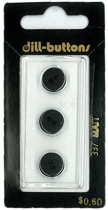Button - 0337 - 11 mm - Black - Matt - by Dill Buttons of Americ