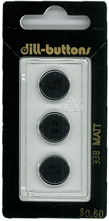 Button - 0338 - 13 mm - Black - Matt - by Dill Buttons of Americ