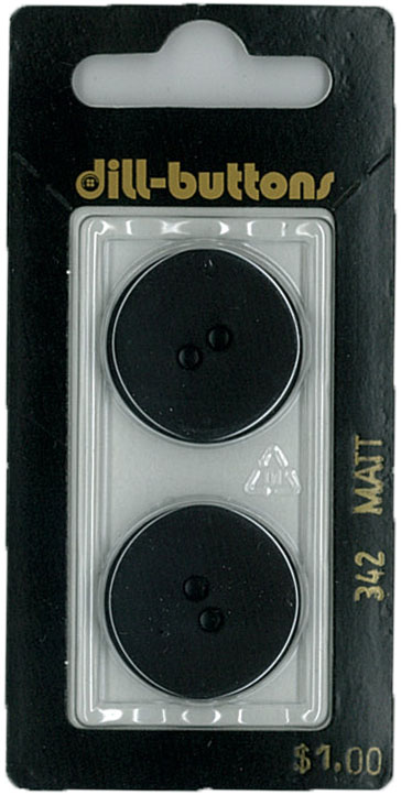 Button - 0342 - 23 mm - Black - Matt - by Dill Buttons of Americ