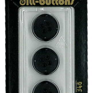 Button - 0346 - 15 mm - Black - Matt - by Dill Buttons of Americ