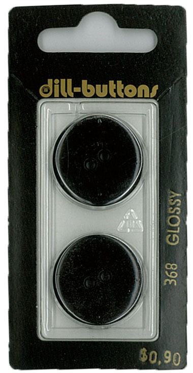 Button - 0368 - 23 mm - Black - Glossy - by Dill Buttons of Amer