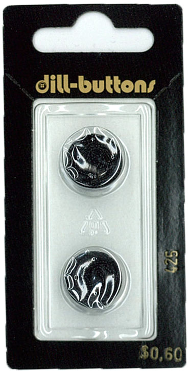 Button - 0425 - 15 mm - Black - by Dill Buttons of America