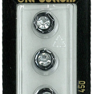 Button - 0450 - 11 mm - Black with rhinestones - by Dill Buttons