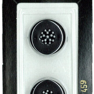 Button - 0459 - 18 mm - Black with silver - by Dill Buttons of A