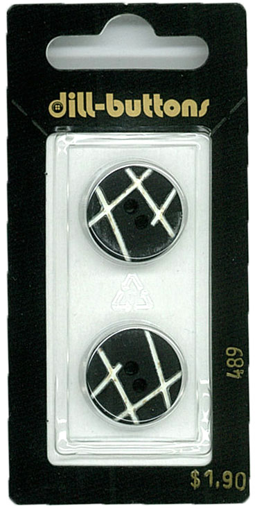 Button - 0489 - 18 mm - Black with white - by Dill Buttons of Am