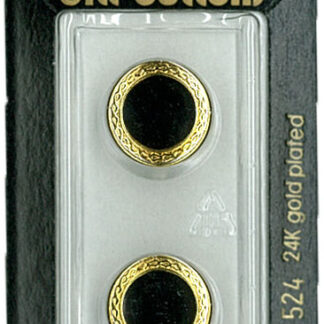 Button - 0524 - 15 mm - Black with gold - 24K gold plated - by D