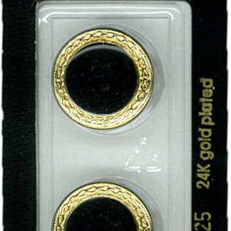 Button - 0525 - 20 mm - Black with gold - 24K gold plated - by D