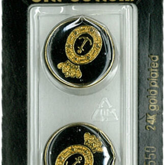 Button - 0550 - 20 mm - Black with gold - 24K gold plated - by D