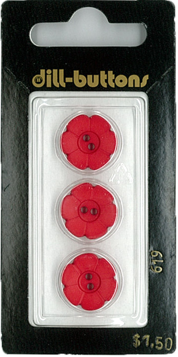 Button - 0619 - 15mm - Red - by Dill Buttons of America