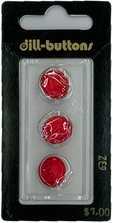 Button - 0632 - 13 mm - Red - by Dill Buttons of America