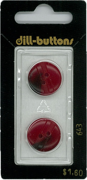 Button - 0643 - 18mm - Red - by Dill Buttons of America