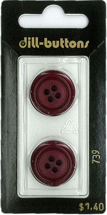 Button - 0739 - 20 mm - Maroon - by Dill Buttons of America