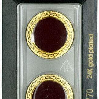 Button - 0770 - 23 mm - Maroon with gold - 24K Gold Plated - by