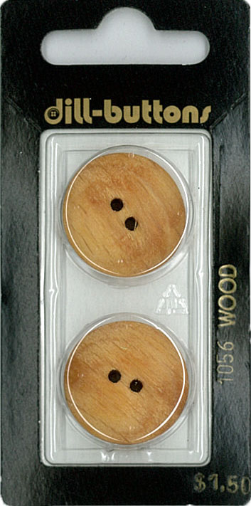 Button - 1056 - 23 mm - Light Brown - Wood - by Dill Buttons of