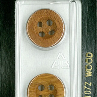 Button - 1072 - 18 mm - Light Brown - Wood - by Dill Buttons of