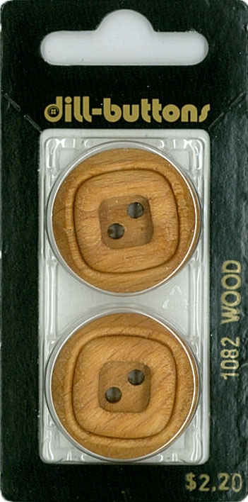 Button - 1082 - 28 mm - Light Brown - Wood - by Dill Buttons of