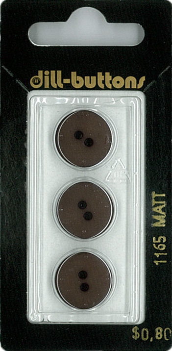 Button - 1164 - 13 mm - Dark Brown - Matt - by Dill Buttons of A