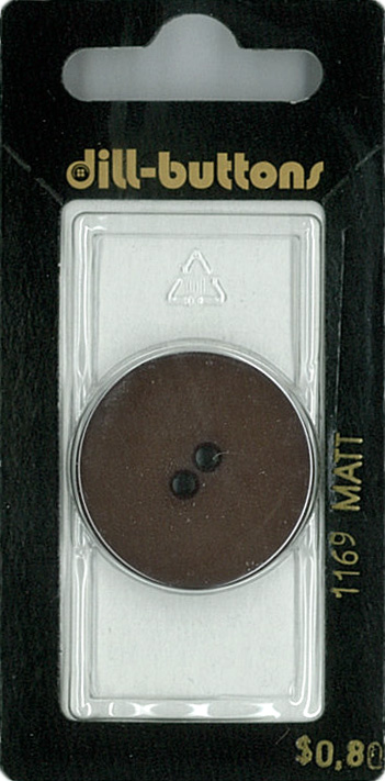 Button - 1169 - 28 mm - Dark Brown - Matt - by Dill Buttons of A