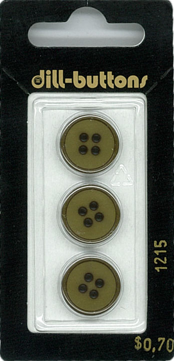 Button - 1215 - 15 mm - Olive Green - by Dill Buttons of America