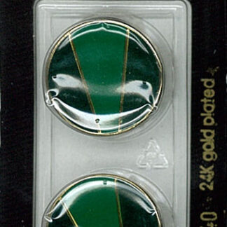 Button - 1240 - 23 mm - Green with gold - 24K Gold Plated - by D