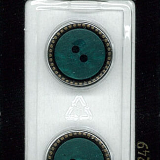 Button - 1249 - 18 mm - Teal with metal around - by Dill Buttons