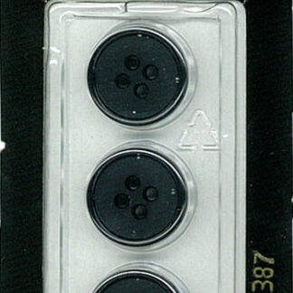 Button - 1388 - 15 mm - Bluish Black - by Dill Buttons of Americ