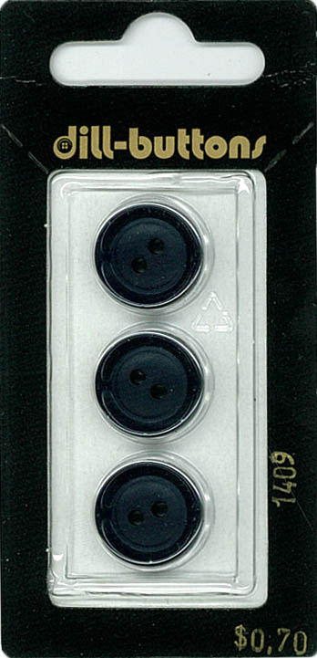 Button - 1409 - 15 mm - Bluish Black - by Dill Buttons of Americ