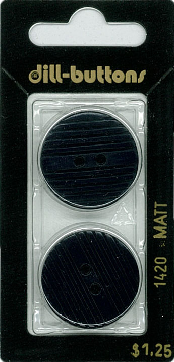 Button - 1420 - 25 mm - Bluish Black - Matt - by Dill Buttons of