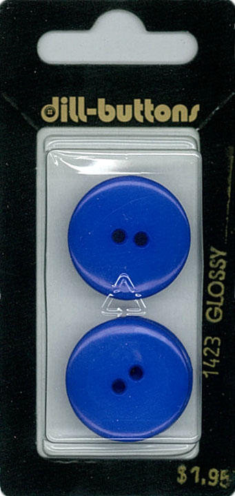Button - 1423 - 23 mm - Blue - Glossy - by Dill Buttons of Ameri
