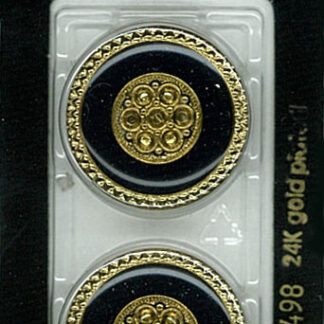 Button - 1498 - 25 mm - Black with gold - 24K gold plated - by D