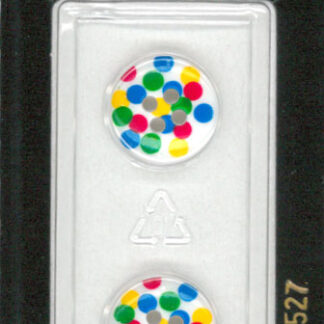Button - 1527 - 15 mm - White - Red, Yellow, Green and Blue dots