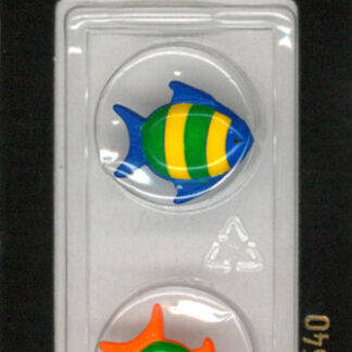 Button - 1540 - 18 mm - Fish - Blue, Green and Yellow & Orange,