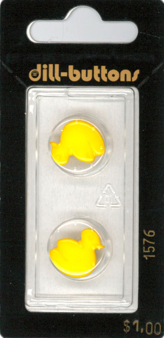 Button - 1576 - 14 mm - Yellow - Duck - by Dill Buttons of Ameri