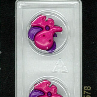 Button - 1578 - 20 mm - Purple and Pink elephant - by Dill Butto