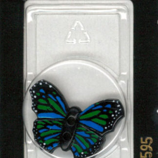 Button - 1595 - 28 mm - Green and Blue - Butterfly - by Dill But