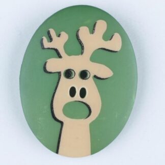 Button - 1614 - 23 mm - Green - Deer - by Dill Buttons of Americ