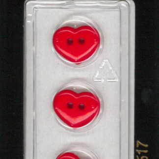 Button - 1617 - 13 mm - Red - Hearts - by Dill Buttons of Americ