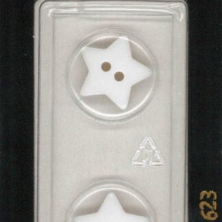 Button - 1623 - 15 mm - White - Star - by Dill Buttons of Americ