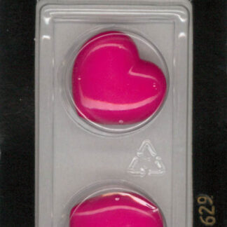 Button - 1629 - 20 mm - Pink - Hearts - by Dill Buttons of Ameri