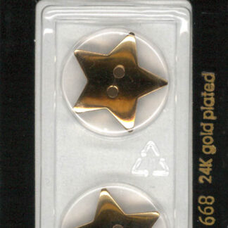 Button - 1668 - 20 mm - Gold Star - 24K Gold Plated - by Dill Bu