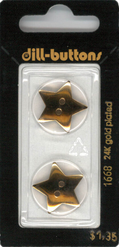 Button - 1668 - 20 mm - Gold Star - 24K Gold Plated - by Dill Bu