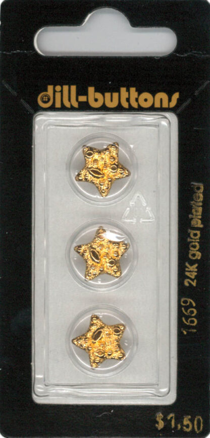 Button - 1669 - 11 mm - Gold Star - 24K Gold Plated - by Dill Bu