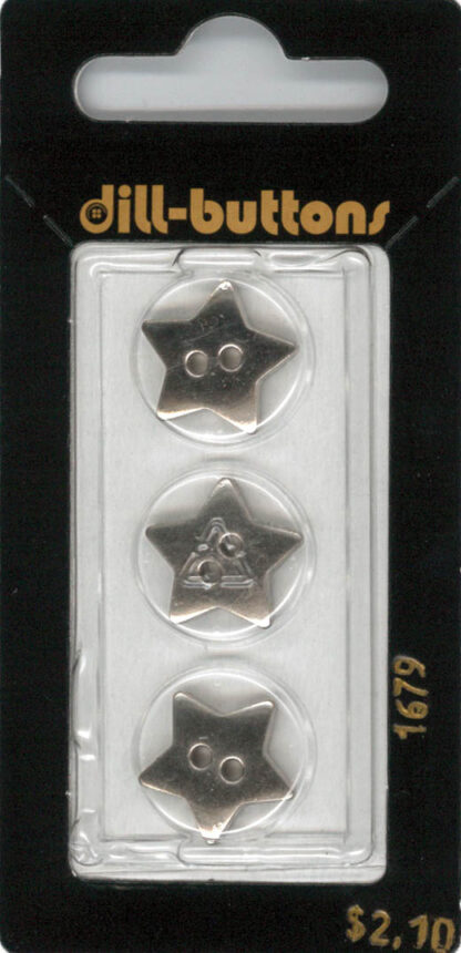 Button - 1679 - 15 mm - Silver Star - Metalized - by Dill Button