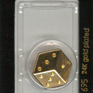 Button - 1695 - 20 mm - Gold Dice - 24K Gold Plated - by Dill Bu