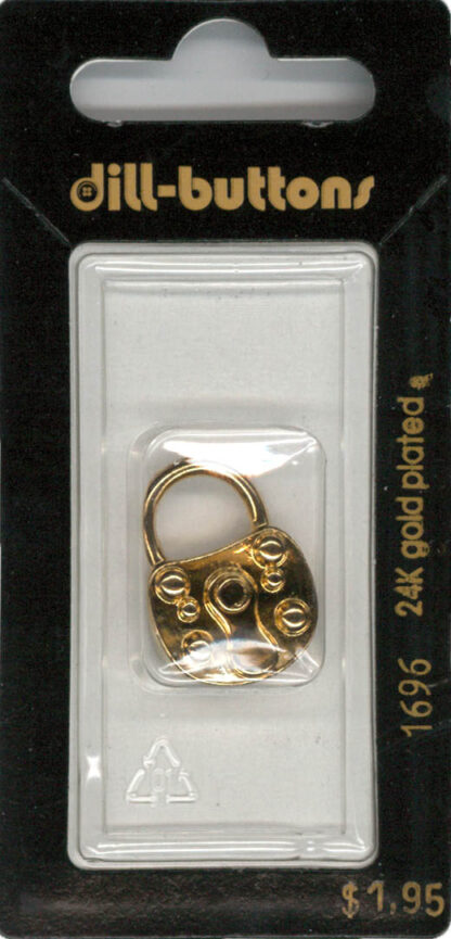 Button - 1696 - 23 mm - Gold Padlock - 24K Gold Plated - by Dill
