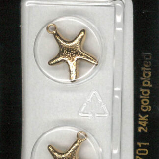 Button - 1701 - 18 mm - Gold Starfish - 24K Gold Plated - by Dil