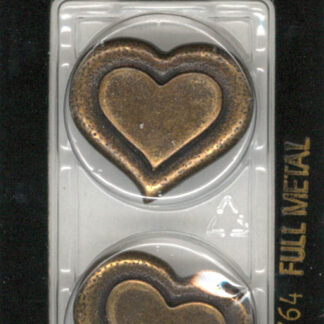 Button - 1764 - 25 mm - Metal Heart - Full Metal - by Dill Butto